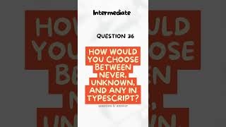 How Would You Choose Between never, unknown, and any in TypeScript? #shorts #ytshorts