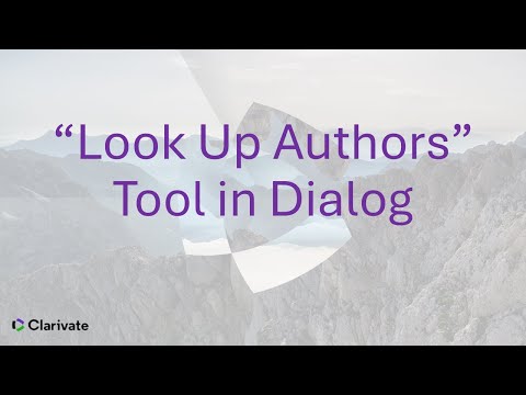 "Look Up Authors" Tool in Dialog - Create and Refine a Search for All Records by an Author