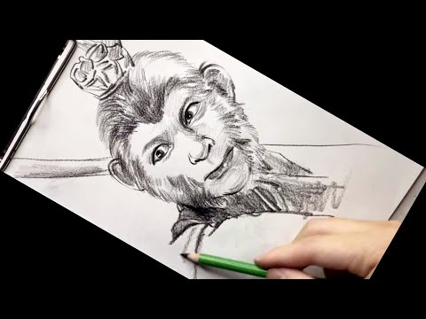 How to Draw a Portrait of The Monkey King Using Reference Photo - Drawing Face Portrait