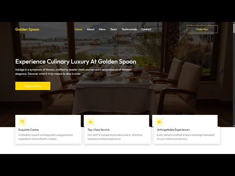 Golden Spoon 🍽️ | Elegant One-Page Restaurant Website Template using HTML, CSS & JS