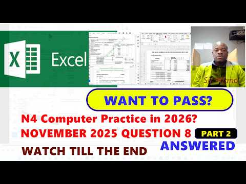 N4 Computer Practice November 2025 Question 8 Part 2 | Excel Formulas, Percentages Step-by-Step