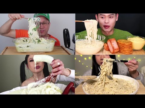 Creamy White Pasta Mukbang Compilation | ASMR