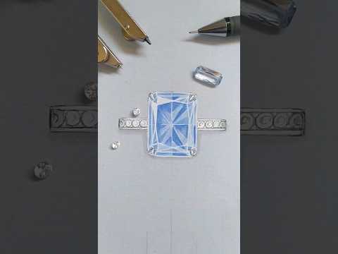 Gouache rendering 🖌️ #bridalring #jewelry #jewelrydesign #ring #watercolorpainting #ringdesign #art