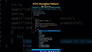 Print Hourglass Pattern in C++ #shorts #youtubeshorts #coding #pattern #cpp