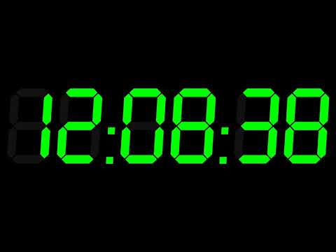 12h Hour Clock Digital 12-24 Green 4K ( afternoon + evening )