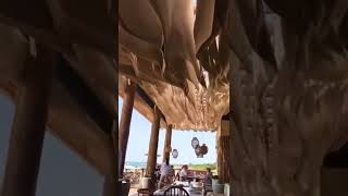 A ceiling installation in a Greek beach restaurant delights vacationers and locals