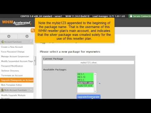 How to upgrade/downgrade an account in WHM