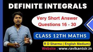 Definite Integrals  | Class 12th R D Sharma Maths Solution | Very Short Answer Questions 16 - 30