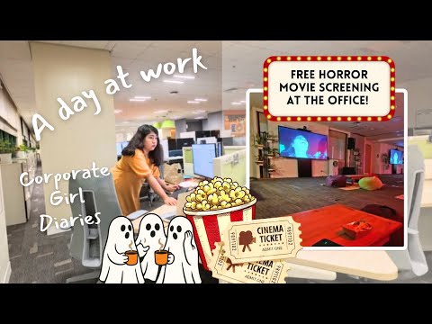 Free Horror Movie Screening at the Office 🍿🎃 | Corporate Girlie Diaries #2 | Halloween Season