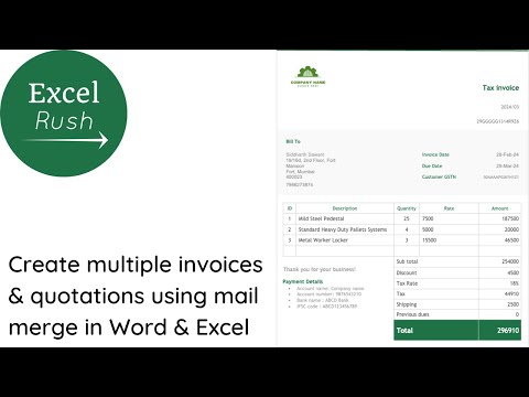 Step-by-step guide to create multiple Invoices and quotations with mail merge in Word and Excel