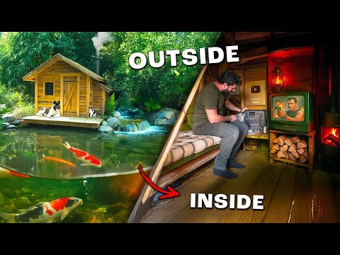 Building WONDERFUL WATERFALL next to my cabin | Grilled beef and feeding my animals