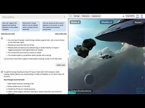 AI Prompted Asteroid Shooter Flight Sim