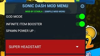 SONIC DASH MOD MENU ANDROID VERSION 9.1.0