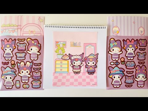 DIY Sanrio Kuromi Dress-Up Sticker Book 💜 | ASMR | Tutorial #kuromi #stickerbook #diy