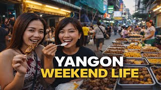 Yangon Weekend Life in Myanmar 🇲🇲 | Busy Streets, Chinatown Energy, Street Food & Local Daily Life