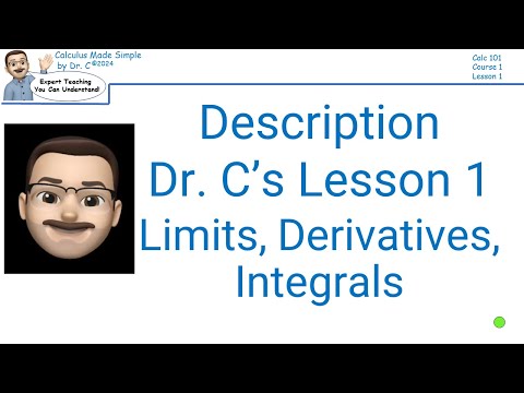 Dr. C's Description of Lesson1:  "Intro Limits, Derivatives & Integrals"