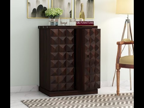 UK FURNITURE Sheesham Wood Wine Storage Rack with Drawer & Glass Holder.#furniture  #bar  #trending