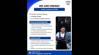 We’re #Hiring || Position: Quality Inspector (m/f/d)