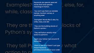What Are Keywords in Python? Quick Guide! #ai #deeplearning #futuretech #machinelearning #aiexplain