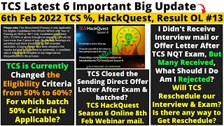 TCS 50% Criteria Ends? Is TCS Closed Sending Direct Offer Letter?How to Reschedule Exam & Interview?