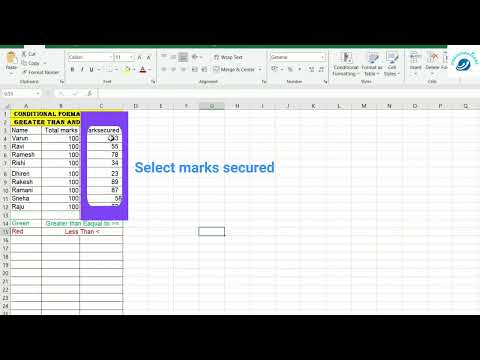 Conditional formatting in Excel for Greater than and Less than Equal to
