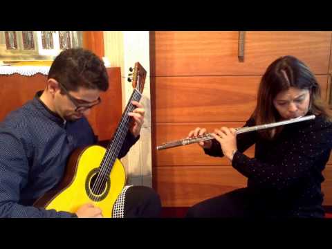 Barcelona flute and guitar duet, classical music