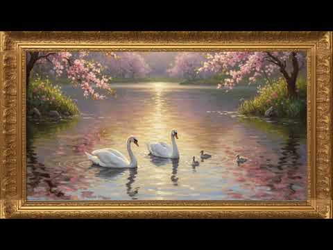 ✨ Golden Swans Ambience – Golden Frame Art TV | Elegant Relaxing Music & 4K Art TV