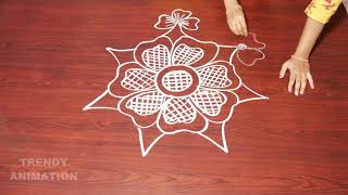Awesome simple and easy rangoli design | Latest rangoli designs | Muggulu | Trendyanimation |