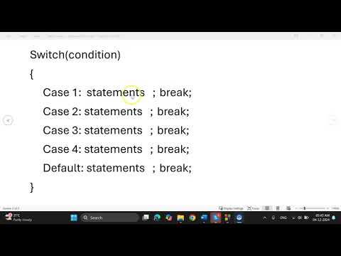 switch case in c // in kannada