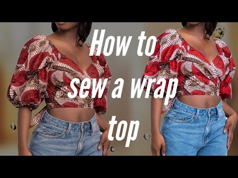 How to sew a simple wrap top with balloon sleeve /Beginner’s friendly
