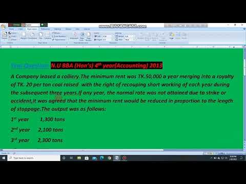 BBA Departmen of Accounting/Final year/ Advance Accounting-2/Royalty Accounts/Chapter-1/Lecture-1