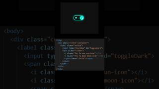Dark mode toggle button in CSS #htmlcss #coding #animatedbutton #tech
