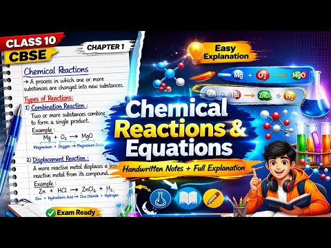 Chemical Reactions & Equations Class 10 Full Chapter | Handwritten Notes + Easy Explanation| Notes 📑