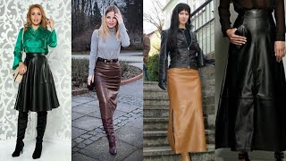 Modern Muse: A-Line Leather Skirt with Panel Stitching and Side Zip