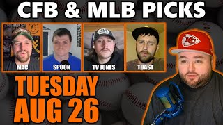 College Football & MLB Picks with Kyle Kirms | Tuesday August 26th