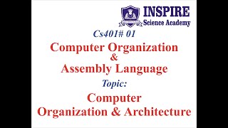 vu cs401 lec#01| Computer Organization & Architecture | Computer Organization & Assembly Language