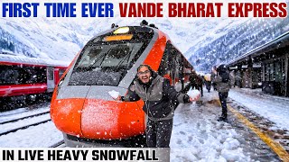 First Time Live Snowfall VANDE BHARAT Train Journey | Jammu Kashmir Vande Bharat in Heavy Snowfall 