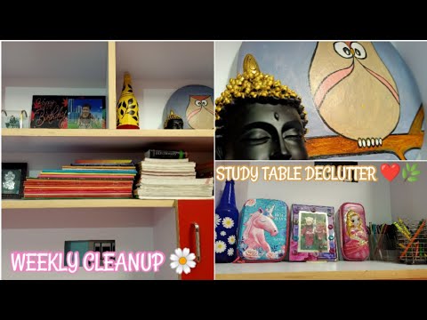 Study table declutter🌼How I organise my study table🌿