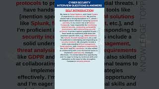 Cyber Security Interview Questions and Answers | Cyber Security Self Introduction