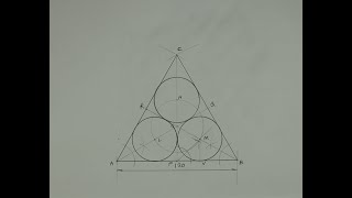 How to draw 3 equal circles in an equilateral triangle touching two sides and two other circles