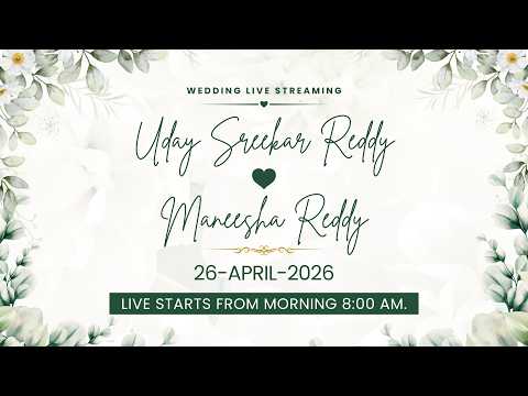 UDAY WEDS MANEESHA | WEDDING LIVE STREAMING | 26-04-2026 | SHANKAR PHOTGRAPHY - 9885530355