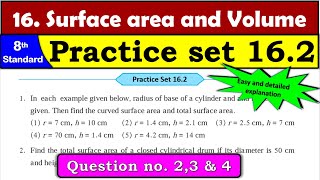 Practice Set 16.2 | Class 8 | Chapter 16. Surface area and Volume | Maths | All Question Answers