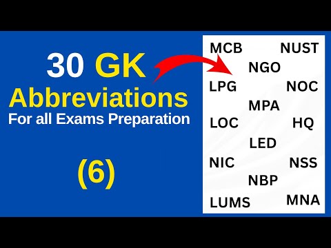 General Knowledge Mcqs of Pakistan | Abbreviation for Competitive Exams | General Knowledge Quiz #gk