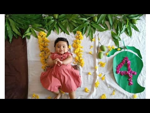 Mango tree theme | baby photoshoot at home | mango theme baby decoration|DIY 🥭🥭#babyphotoshoot