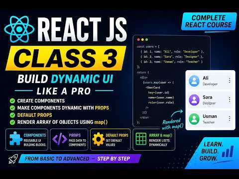 React JS Class 3 | Dynamic Components + Default Props + map()