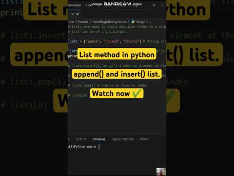 append() & insert() list in python | Python lists | #shorts #pythonprogramming #pythonlearning