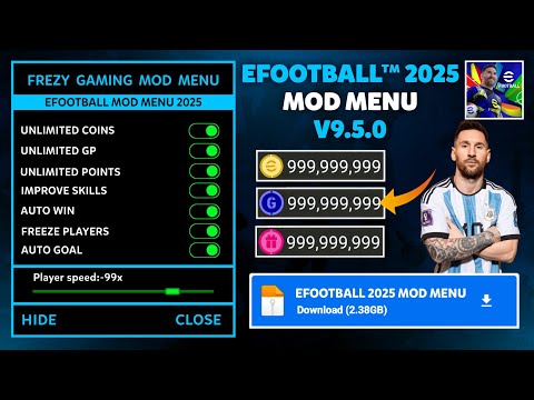 eFootball PES 2025 MOD APK v9.5.0 Gameplay Unlimited Coins and Gp, Unlocked | PES 2025 MOD MENU