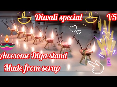 Diwali diya stand made from scrap