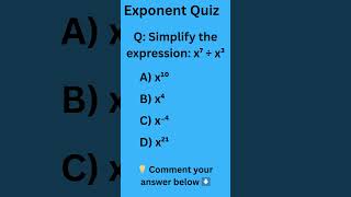 Simplify x⁷ ÷ x³ | Exponent Division Explained #MathQuiz #ExponentRules #LearnMath