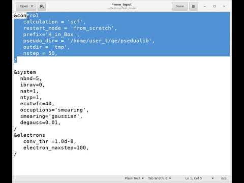 Prepare a simple one atom in a big box calculation for QuantumESPRESSO